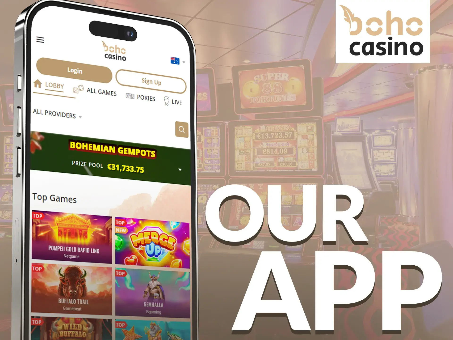 BOHO Casino's official website is adapted to be visited from any mobile device.