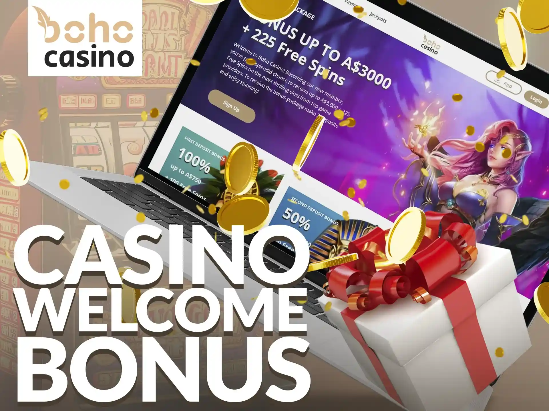 Boho Casino likes to please its players gives a welcome bonus after registration.