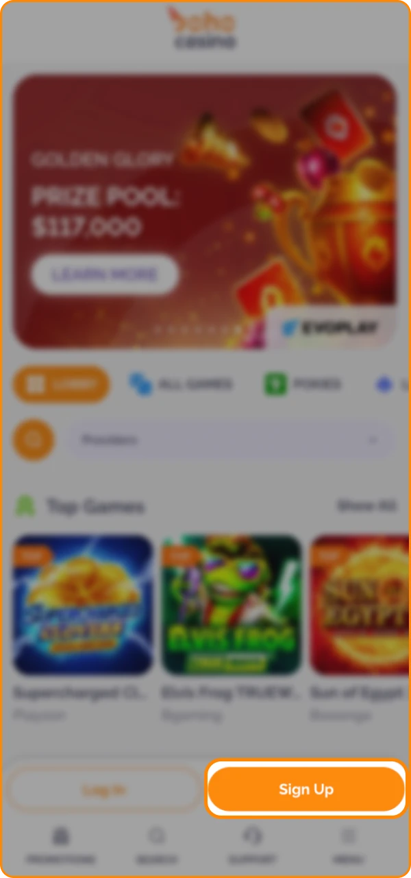 Register at Boho online casino in a couple of clicks.